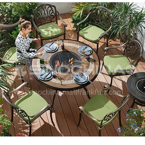 JOZL-TY1821A Boutique charcoal grilled table and chair combination for outdoor use, round table bronze color new waterproof durable high quality